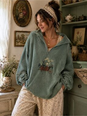 Vintage granny core half zip/pull over